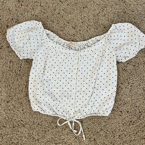 Hollister blouse, white with black polka dots, size extra small